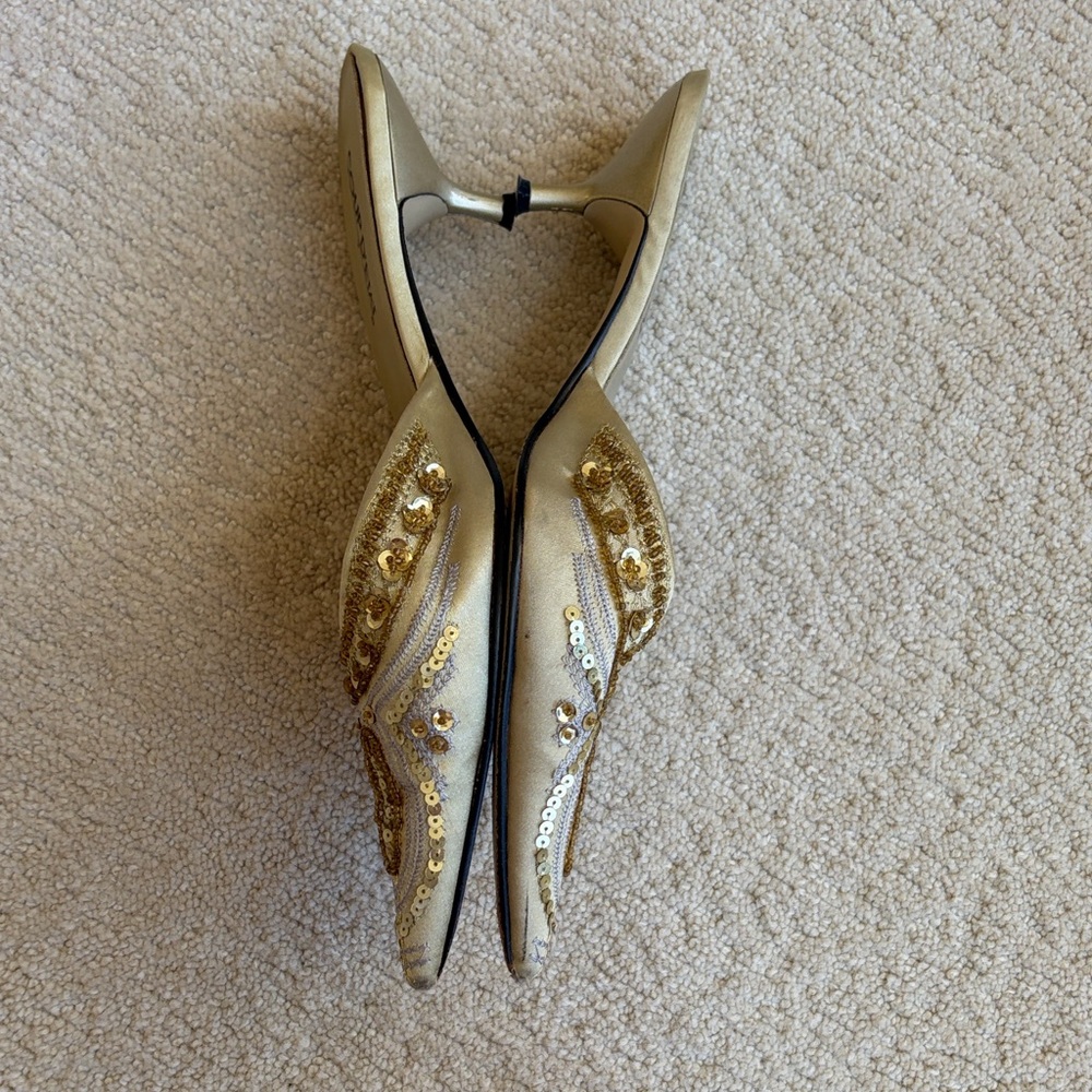 Gold Embellished Mules by Coup D'etat - Picture 2 of 3